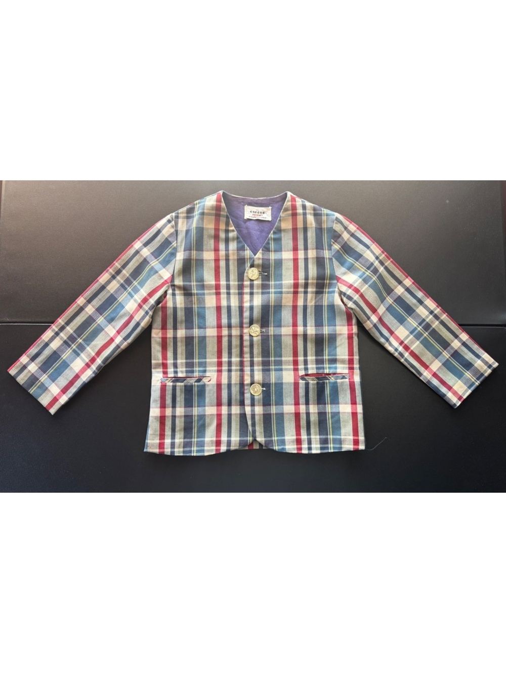 Vintage 1960s An Oxford Product Kids Plaid Blazer Jacket Madras Preppy